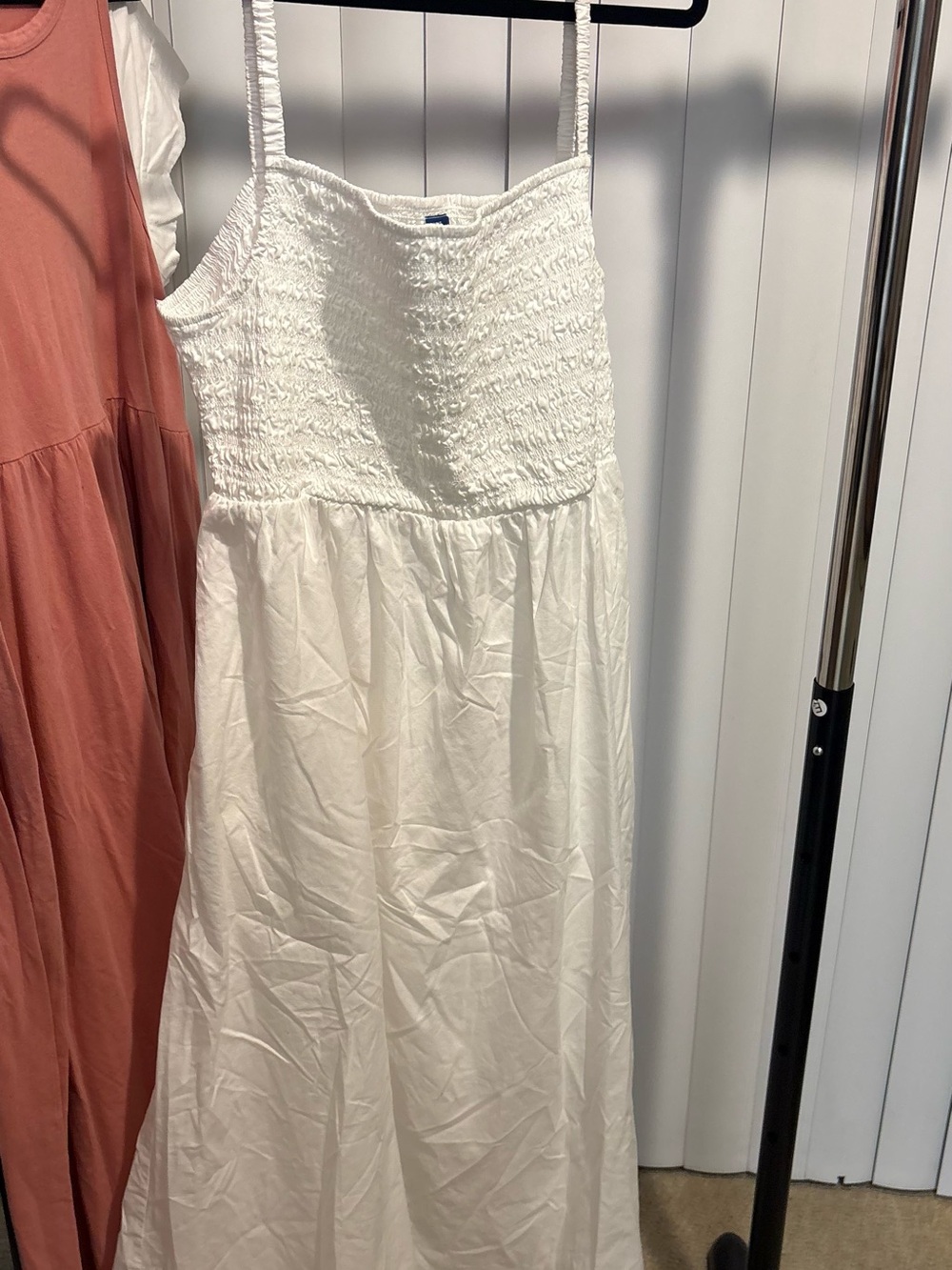 Old Navy White Smocked Maxi Dress with Straps